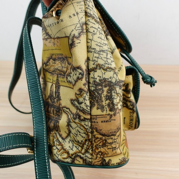 VTG Vittorio Godi World Map Mini Backpack Beige Green Atlas‎ PVC Eclectic Travel main image 11
